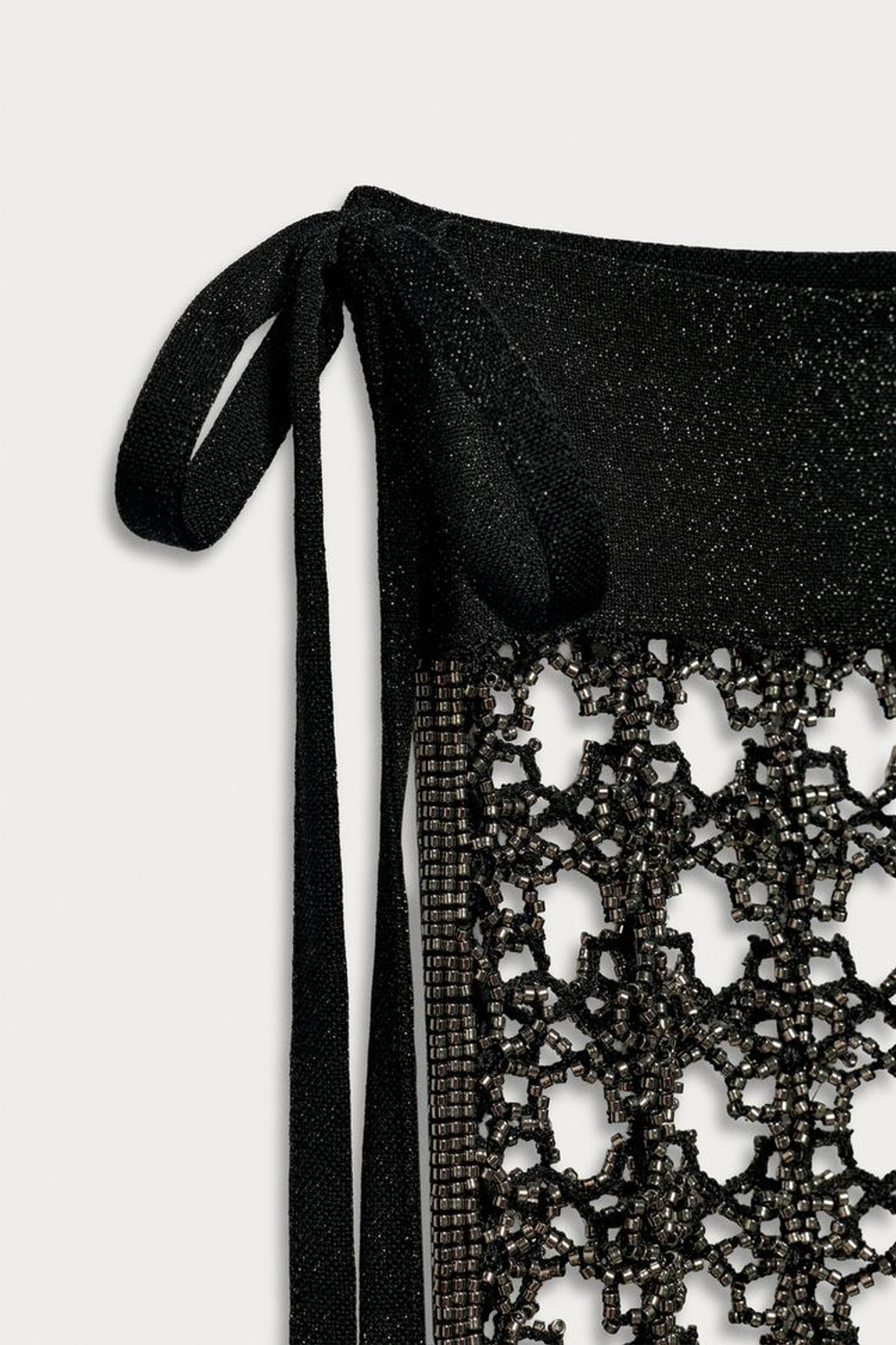 ZARA X MARISA BERENSON ЮБКА-ПАРЕО С ВЫШИВКОЙ, ЧЕРНЫЙ