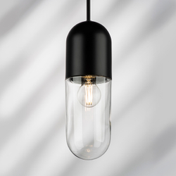 690017 Подвесной светильник RAMO 1х40W E27 ЧЕРНЫЙ МАТОВЫЙ/ПРОЗРАЧНЫЙ
