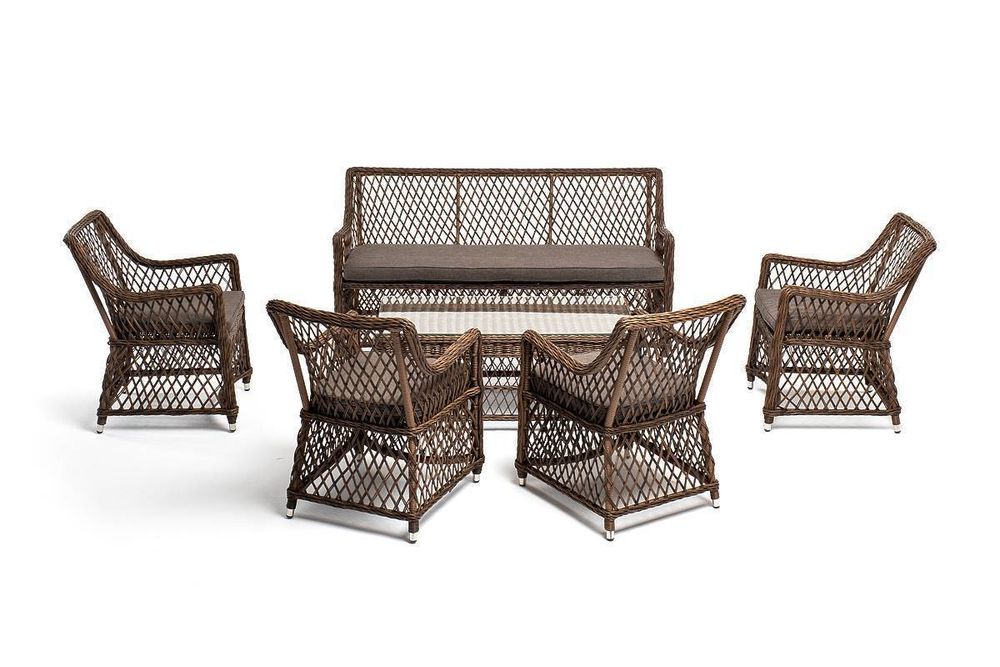 "Асти" лаунж-зона из искусственного ротанга на 6 персоны, цвет коричневый