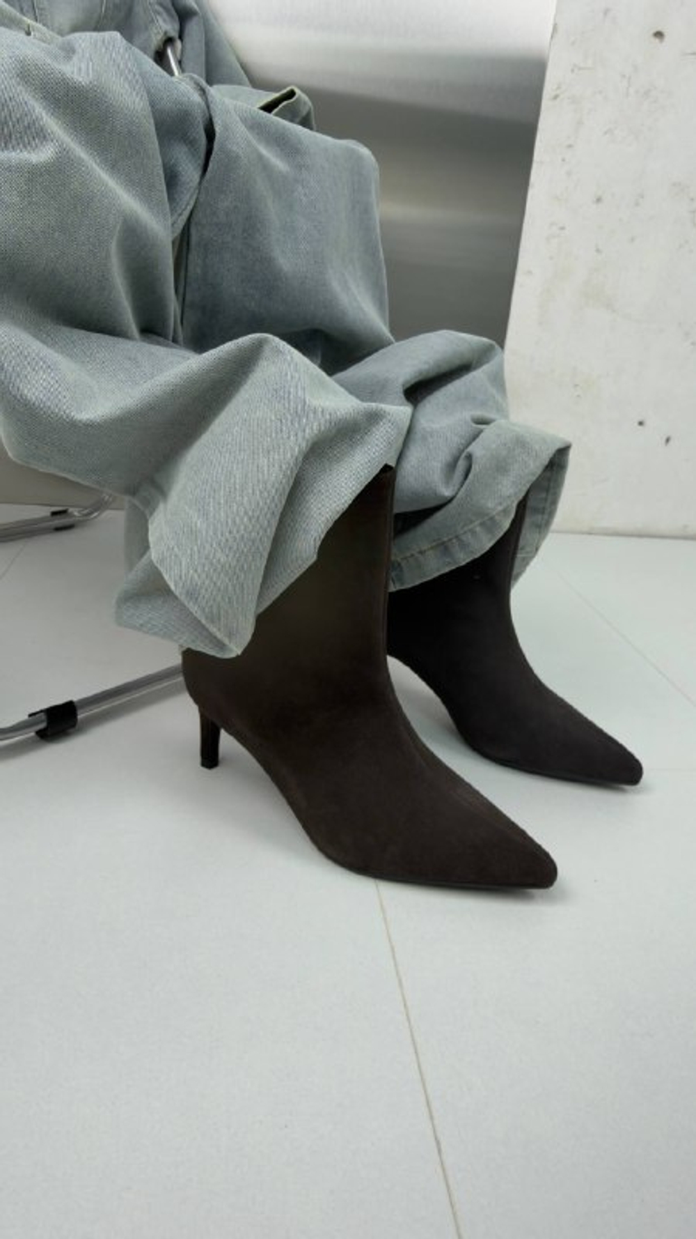 Ботильоны женские натуральная кожа артикул 8073-29 цвет "тёмно-коричневый"