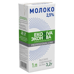 Молоко Ультрапастеризованное 2,5 % ГОСТ «Эконива» - 1 л