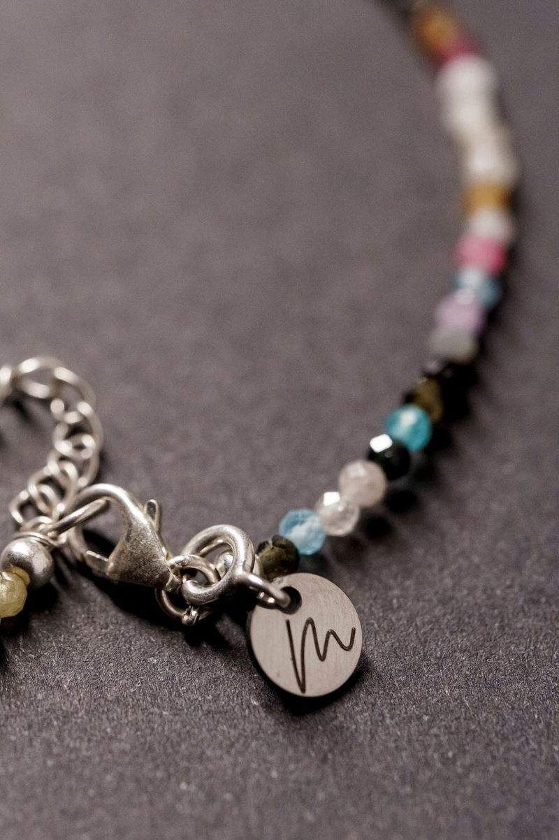 Браслет на ногу "Memo about Summer" из турмалина, на замочке серебро 925