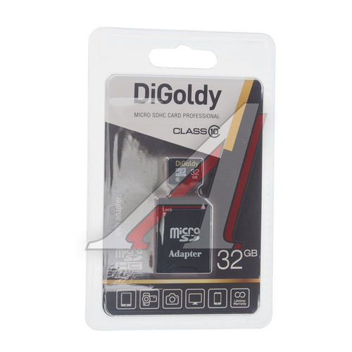 карта памяти Digoldy 32Gb microSD+адапт.cl.10