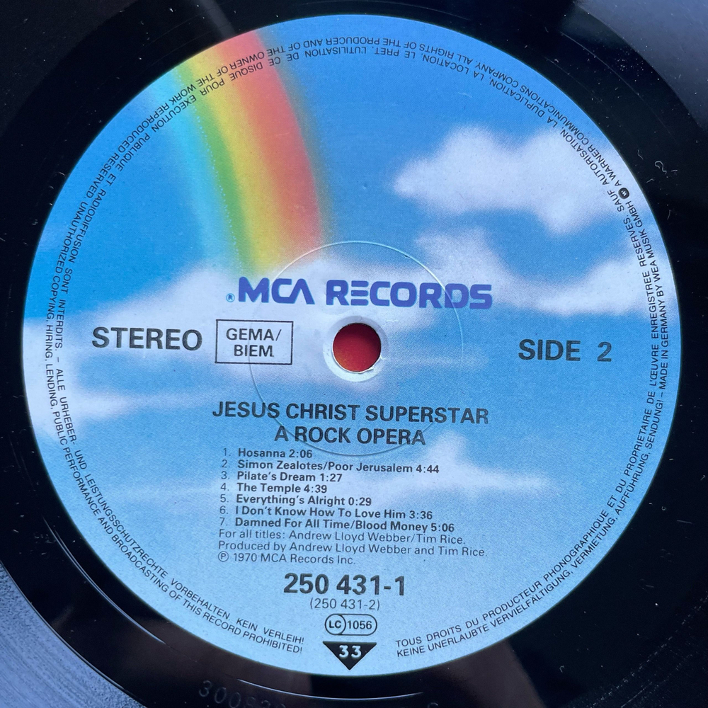Винтажная виниловая пластинка LP Andrew Lloyd Webber, Jesus Christ Superstar Иисус Христос Супер Звезда (Германия 1984)