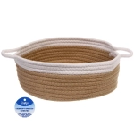 Корзинка плетёная интерьерная с ручками «ТРЕГОРИЯ», цвет бежевый/белый, 27*9см, (лейбл селфи)