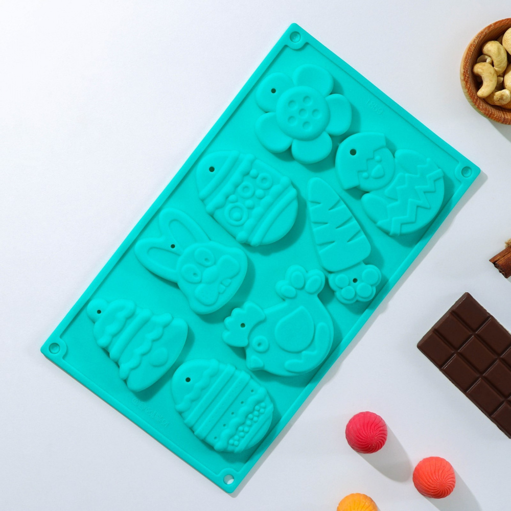 Форма силиконовая для шоколада "Животные Пасха 8в1"