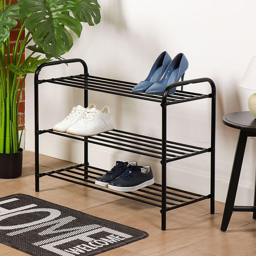 Полка для обуви, мет-л, 3 секц, 79х33х59 см, чер, Nika, ЭТК3/Ч