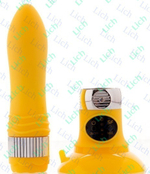 Желтый водонепроницаемый вибратор на присоске со сменной панелью управления 19 см.
