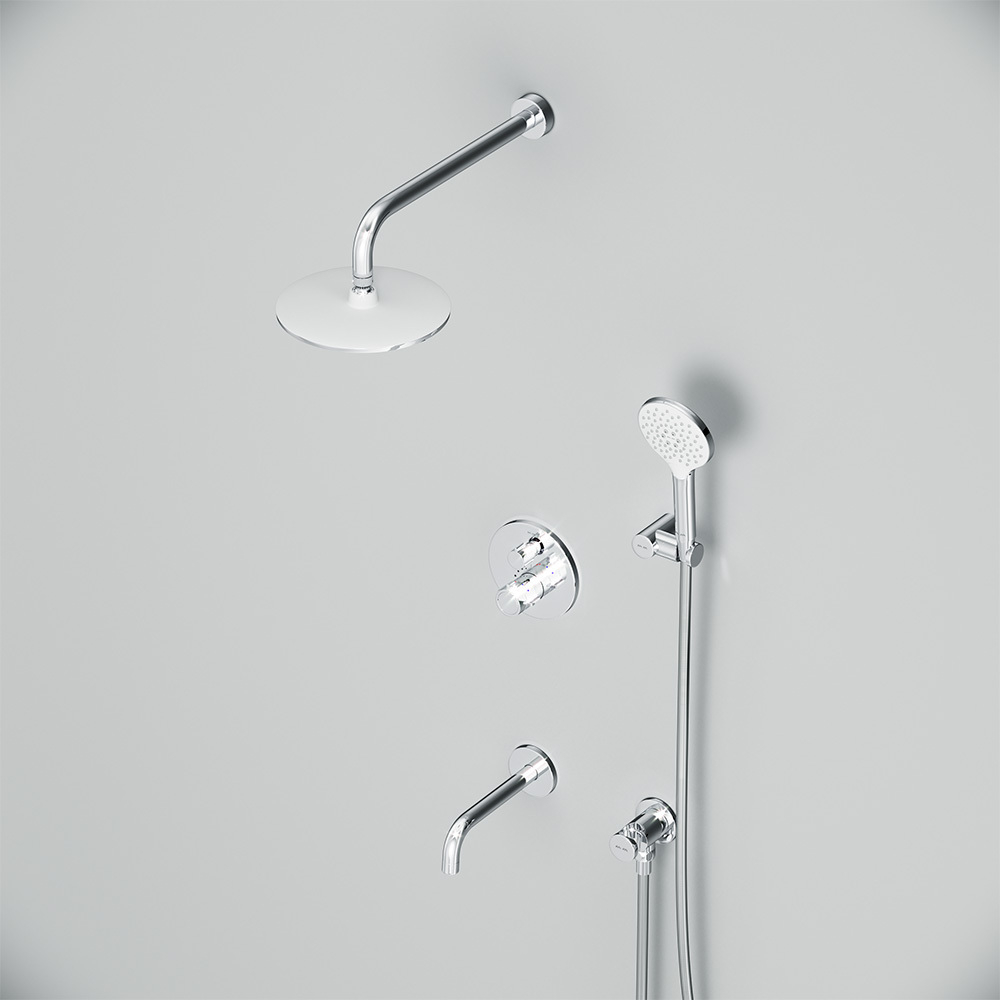 Встраиваемая душевая система со смесителем для ванны и душа с термостатом и душевым набором AM.PM X-Joy FT85A3RH30