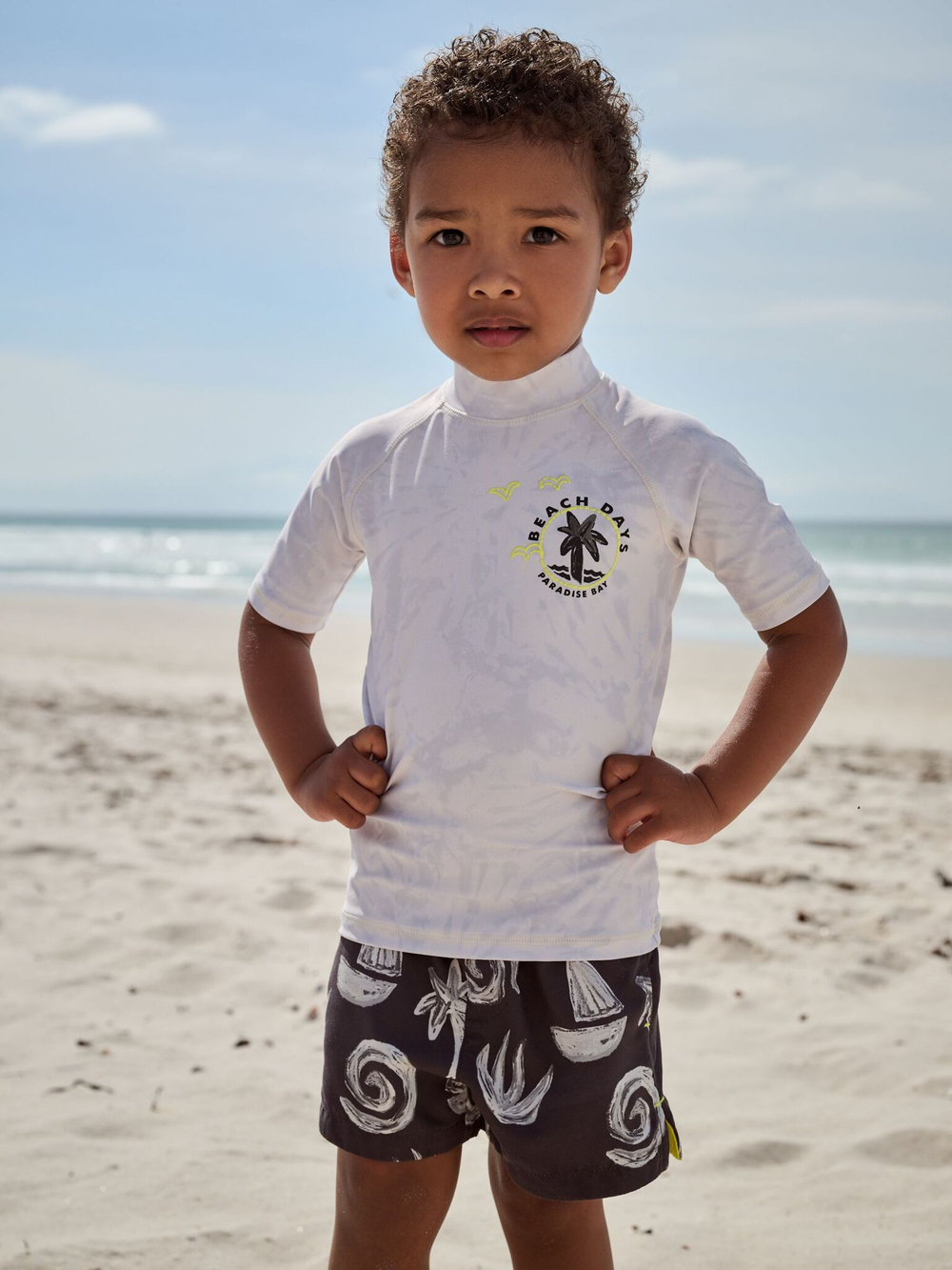 Костюм плавательный раздельный для мальчика Next E91-834, Черный, Белый