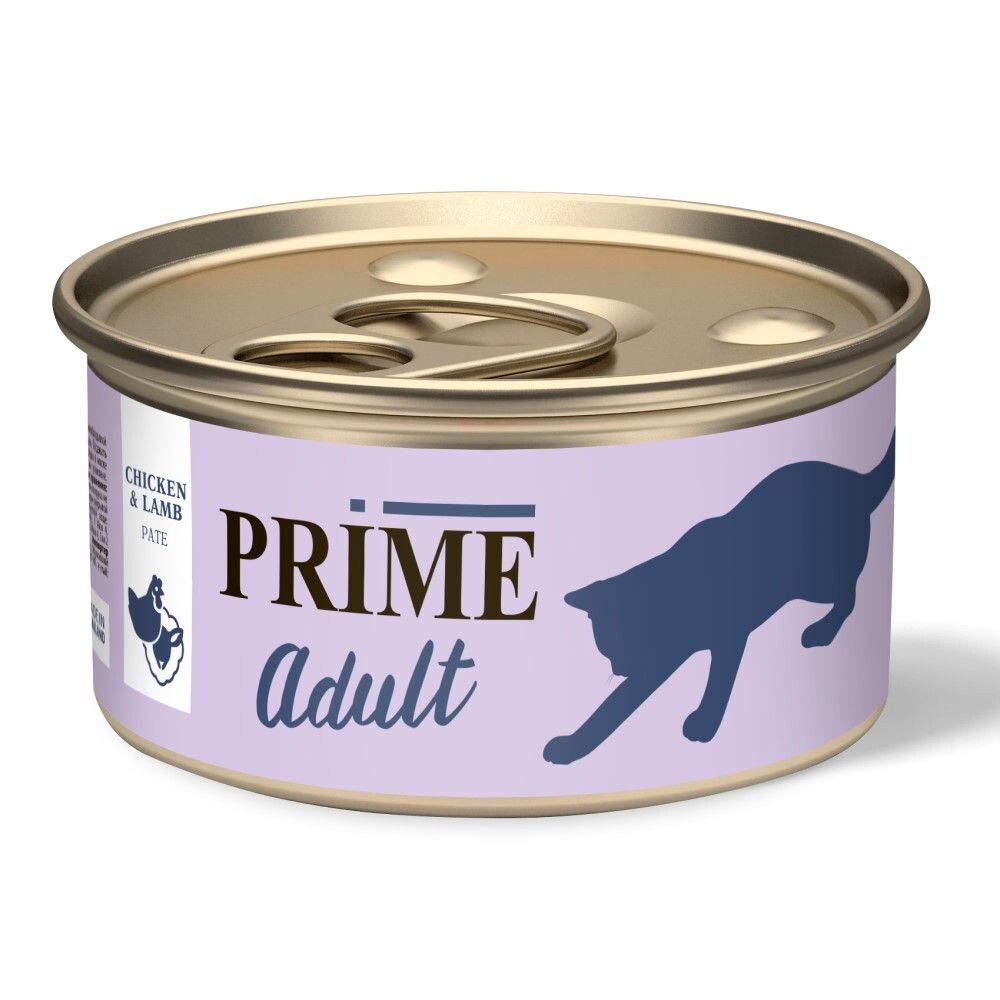 Prime 75 г - консервы для кошек с курицей и ягненком (паштет)