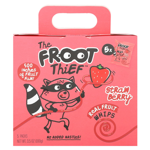 The Froot Thief, Real Fruit Whips, клубника, 5 пакетиков по 20 г (0,7 унции)