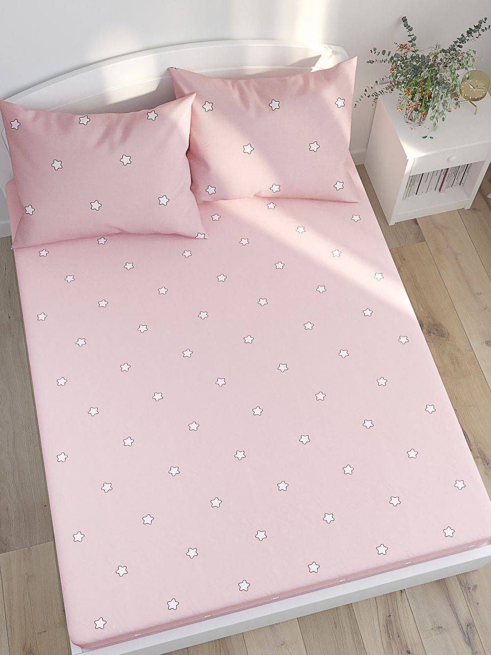 Простынь на резинке Сказка "Спящие звезды" 160х200 см, перкаль