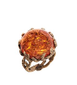 AM-2508 Кольцо «Талый снег» (латунь, янтарь)