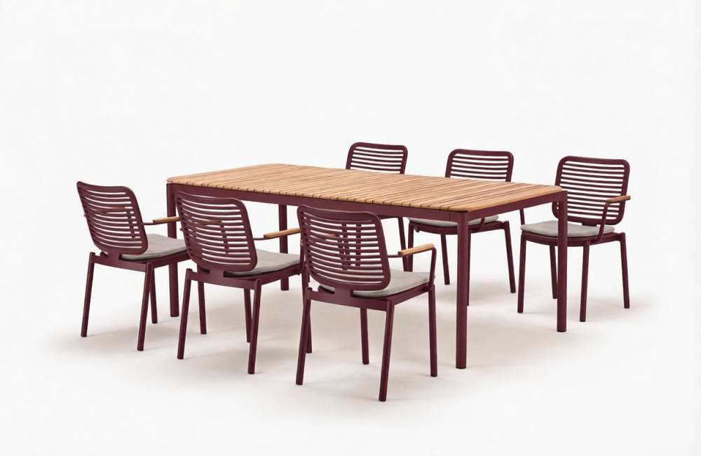 Комплект металлической мебели Tagliamento Armona, терракотовый, светло-бежевый, натуральный