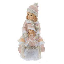 GAEM Фигурка декоративная "Мальчик/Девочка на санках", L9 W5,5 H10,5 см, 2в.