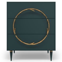 Комод Арт Колор matte Классик Голд с 3 ящиками Зеленый бирюзовый матовый