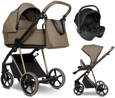 Детская коляска Roan Sol Vintage Luxury 2.0 3 в 1 с автокреслом Pituso Baesa Pro Black VIN 03/MM Mocha Mousse/Cappuccino/руч.Cappuccino