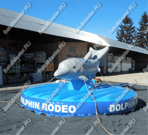 Надувной аттракцион Родео, дельфин+батут, "Дельфин 2", 5*5*2,5 м