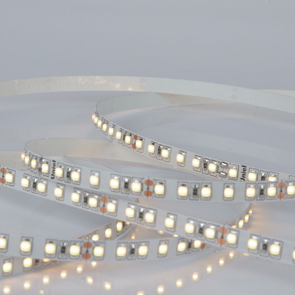 ULS-2835-120LED-m-8mm-IP20-DC24V-9.6W-m-5M-3000K Гибкая светодиодная лента на самоклеящейся основе. Катушка 5 м. в герметичной упаковке. Белый свет 3000K. ТМ Uniel.