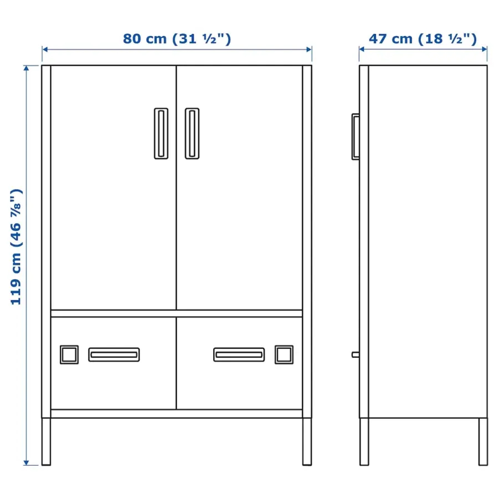 Шкаф с дверцами и ящиками - IKEA IDÅSEN/IDASEN/ИДОСЕН ИКЕА, 119х47х80 см, зеленый