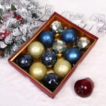 Новогодние шары «Волшебный вальс» 8 см (набор 12 шт), Сапфир/Золото
