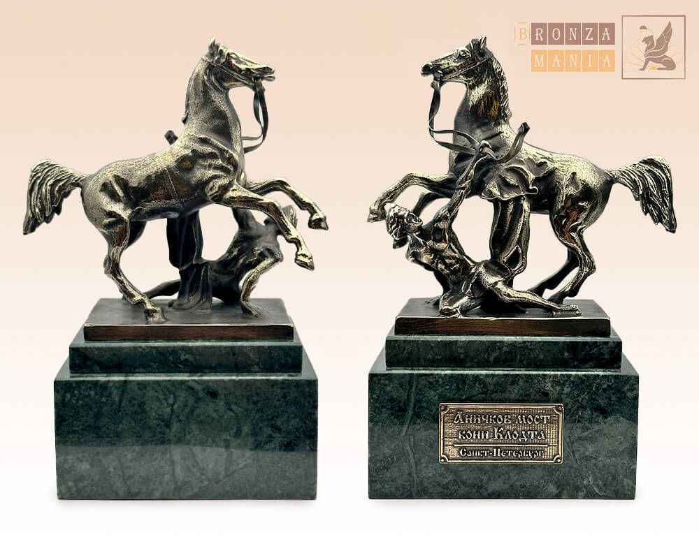 статуэтка Аничков мост на змеевике, кони Клодта (вариант 1)