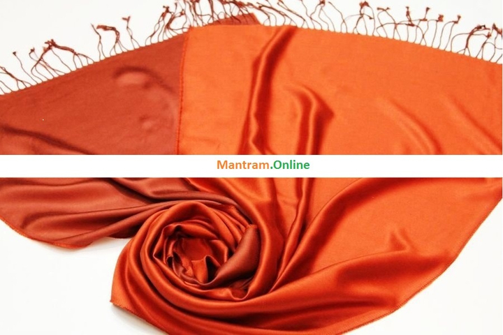 Палантин материал Шелк 100% двухсторонний однотонный цвет оранжевый крипичный 50x180см