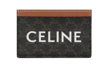 CELINE Triomphe Triumph Gate Canvas With Lambskin Card Holder Card Holder Women"s Brown