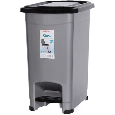 Ведро для мусора с педалью»SLIM «15л 1/6 белый (Эльфпласт)