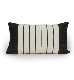 Подушка декоративная 40x76 Barefoot Dreams Cotton Border Stripe кремовая с темно-серым