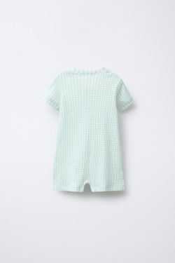 ZARA НАБОР ИЗ 2 КОМБИНЕЗОНОВ В КЛЕТКУ ВИШИ И С ЦВЕТОЧНЫМ ПРИНТОМ, ЭКРЮ