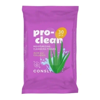 Салфетки для лица мицеллярные с коллагеном и алоэ CONSLY Pro-Clean Aloe And Collagen 30 шт