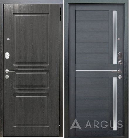Входная сейф-дверь Аргус Люкс 3К 2П Сабина дуб филадельфия графит / Мирра лунная ночь, белые стекла