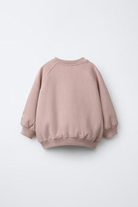 ZARA ТОЛСТОВКА С РЕЛЬЕФНЫМ ЛОГОТИПОМ, БЛЕДНО-РОЗОВЫЙ