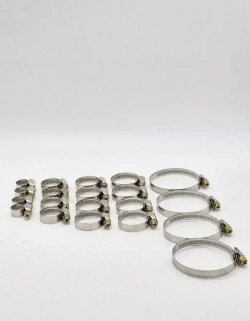 Набор хомутов червячных из 5 размеров: 8-12, 12-20, 16-25, 20-32, 40-60 мм, 20 шт. (хомуты металлические для шланга)90