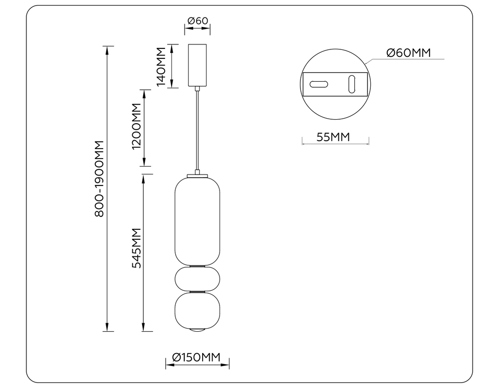 LH11033 BK/MG/SM черный/мраморно-серый/дымчатый 18W 3000K D150*1900