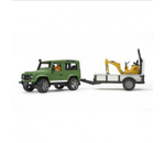 Внедорожник Land Rover Defender c прицепом-платформой, гусеничным мини экскаватором 8010 CTS и рабоч