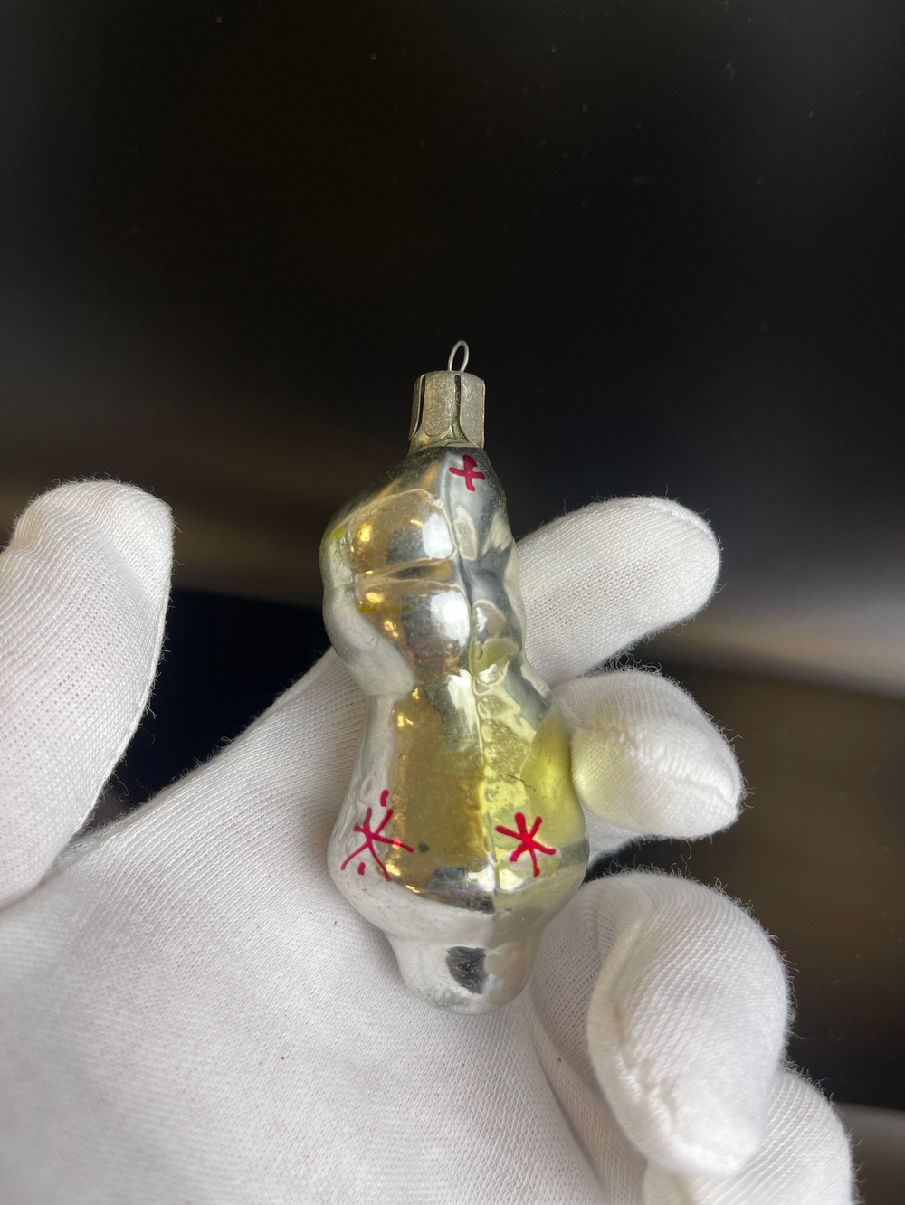 Ёлочная игрушка "Снегурочка" со снежинками, новогодняя, стекло, винтаж СССР 1950-1980 гг