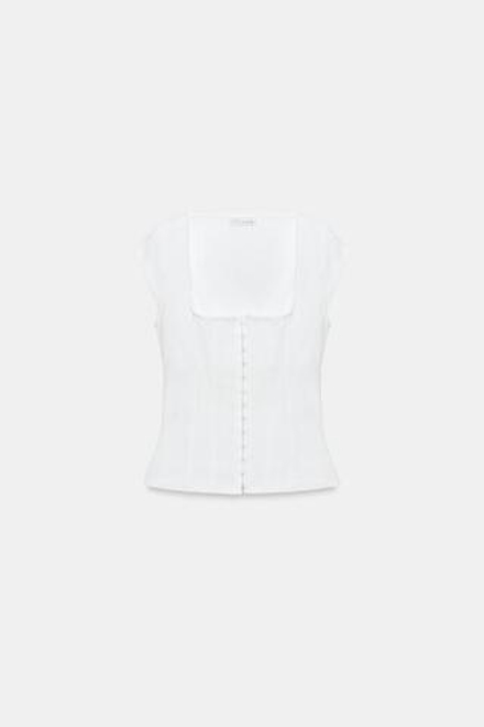 ZARA ЭЛАСТИЧНЫЙ ТОП-КОРСЕТ, БЕЛЫЙ