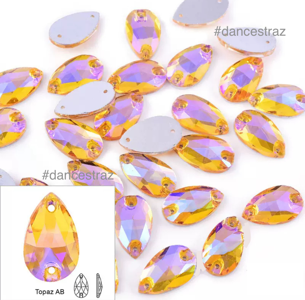 Стразы пришивные, Teardrop, Topaz AB, A3-P37, 13*22mm, (20 ea/pkg), 3A (F2)