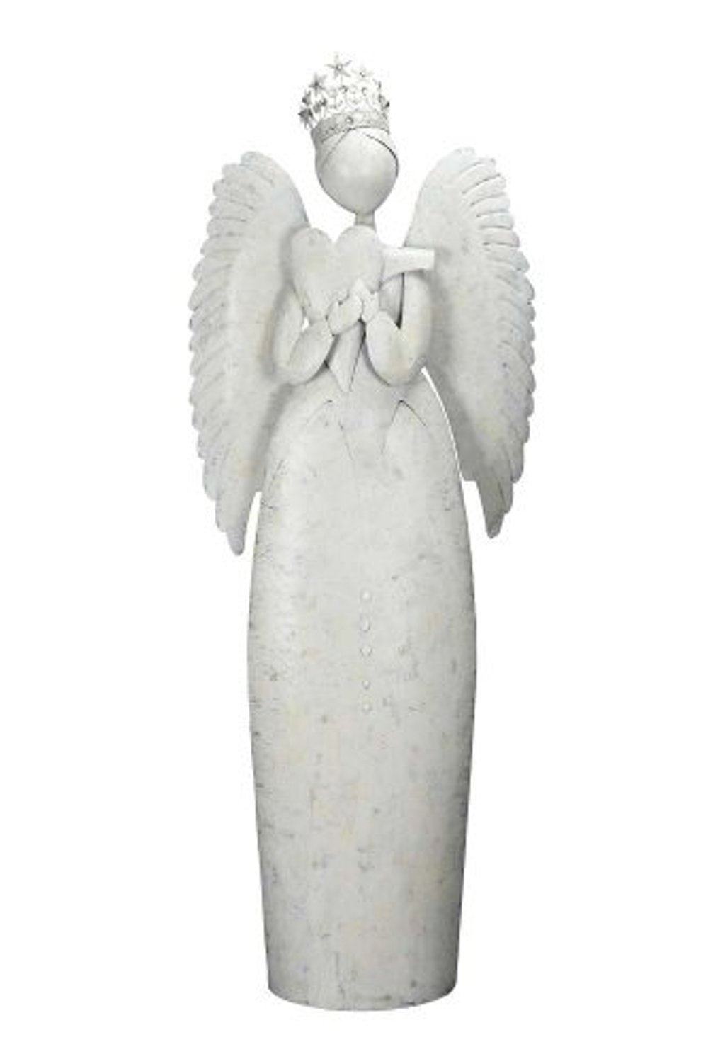 Декор "Ангел с сердцем" белый антик гигант 76x30xH203см