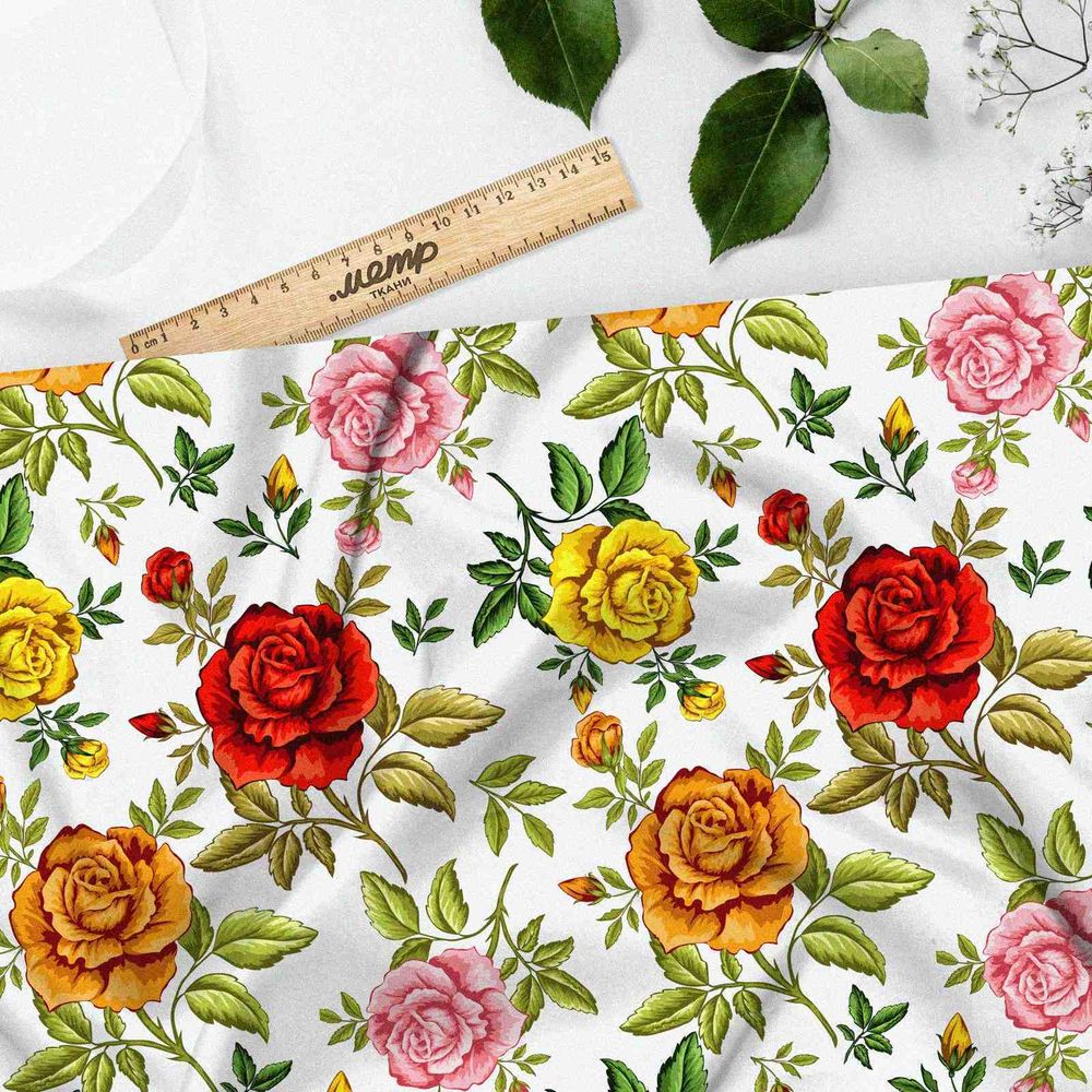 Ткань таффета классические цветы