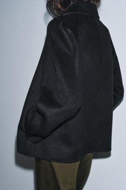 ZARA КУРТКА ИЗ СМЕСОВОЙ ШЕРСТИ — ZW COLLECTION, ЧЕРНЫЙ