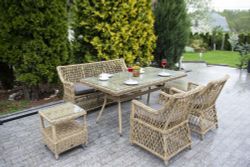 "Катания F" обеденная группа плетеная на 4 персоны, цвет соломенный