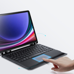 Защитный чехол подставка с клавиатурой (RUS) от Dux Ducis для Samsung Tab S10+, S9+ и S9 FE+, серия DK Series Keyboard, русская клавиатура с подсветкой