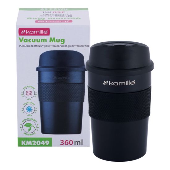 Термокружка 360 мл. из нержавеющей стали Kamille KM 2049 с TPR вставкой