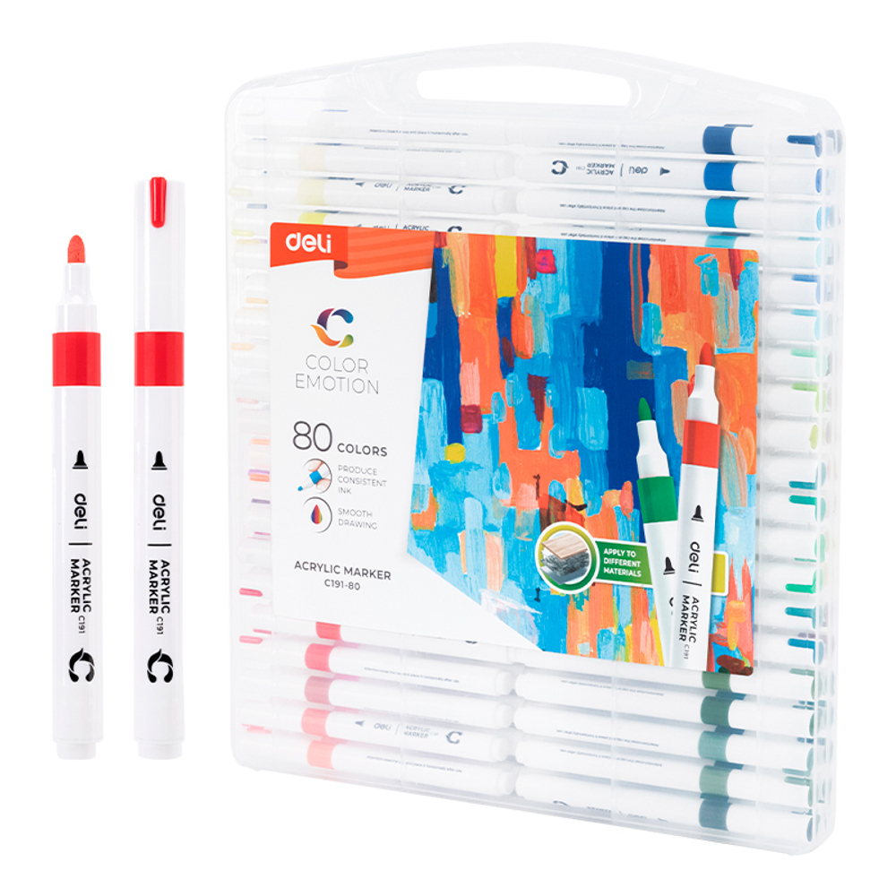 Набор акриловых маркеров Deli "Color Emotion" C191, универсальные, 80 цветов
