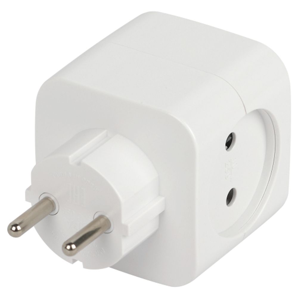 Разветвитель электрический ЭРА SP-2-USB-W на 2 розетки + 2xUSB 2400mA без заземления 10А белый