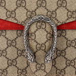 GUCCI Dionysus Canvas With Suede Chain Bag, Crossbody Bag, Shoulder Bag Women"s Ebony & Red